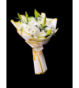 Beyaz Lilyumlu Gerbera Buketi